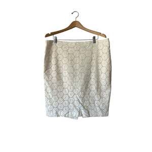 Ann Taylor Factory White Eyelet Pencil Skirt Size 18